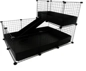 Klatki dla gryzoni - Klatka modułowa C&C 3x2 + Loft 2x1+ Rampa czarna - miniaturka - grafika 1