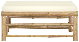 VidaXL Lumarko Podnóżek ogrodowy, śmietankowa poduszka, bambus 313147 VidaXL - Pufy i podnóżki - miniaturka - grafika 3