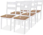 Krzesła - vidaXL Krzesła do jadalni, 6 szt., drewno kauczukowe, białe - miniaturka - grafika 1