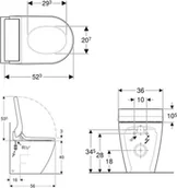 Miski WC - Geberit Ceramika AquaClean Tuma Comfort Toaleta WC myjąca 52,3x36 cm bez kołnierza + deska biała/szkło 146.310.SI.1 - miniaturka - grafika 1