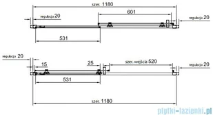 Omnires Chelsea kabina prostokątna 120x90cm przejrzysta NDP12X+NDR90X - Kabiny prysznicowe - miniaturka - grafika 2