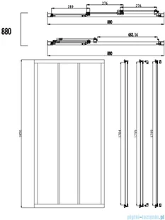 Omnires Bronx 80x90 profil aluminium szkło przezroczyste + ścianka S-20A3-80/10P90 - Kabiny prysznicowe - miniaturka - grafika 3