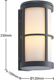 LUCANDE Lucande Kelini kinkiet zewnętrzny, ciemnoszary - Lampy ogrodowe - miniaturka - grafika 5