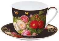 Filiżanki - Nuova R2S Easy life DUŻA PORCELANOWA FILIŻANKA Z TALERZYKIEM Victorian Garden - Kwiaty 1182 VICT - miniaturka - grafika 1