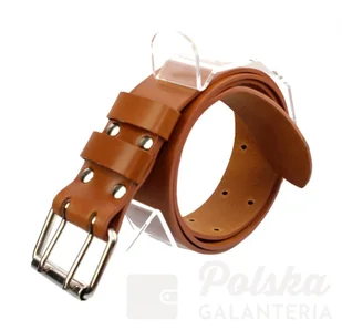 WIREX (PL) Wojskowy Pas Męski Skórzany OFICER RUBIN (PL) Skóra Licowa JASNY BRĄZ Super Wytrzymały Gładki PR2K - Paski - miniaturka - grafika 3