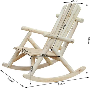 Outsunny FOTEL BUJANY KRZESŁO NA BIEGUNACH drewniane - Fotele i krzesła ogrodowe - miniaturka - grafika 2