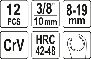 Yato ZESTAW KLUCZY PRZEGUBOWYCH OCZKOWYCH OTWARTYCH 3/8" ZAWIERA 12 ELEMENTÓW - Klucze i nasadki - miniaturka - grafika 5