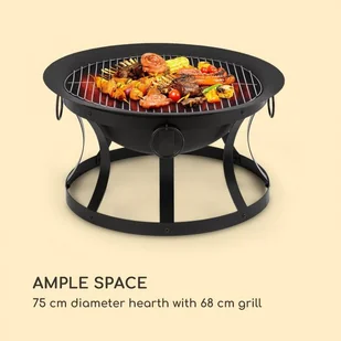 Blumfeldt Blumfeldt Pentos Misa paleniskowa 2 w 1  73 cm łapacz iskier  60 cm grill żeliwo, czarny GQ15-Pentos - Paleniska ogrodowe - miniaturka - grafika 4