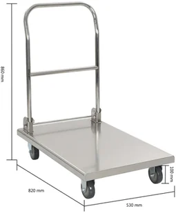 vidaXL Wózek platformowy, srebrny, 82x53x86 cm, stal nierdzewna - Wózki magazynowe - miniaturka - grafika 8