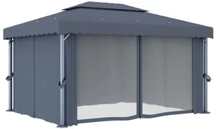 vidaXL Altana ogrodowa z zasłonami, 4 x 3 m, antracytowa - Altany ogrodowe - miniaturka - grafika 3