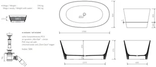 Marmorin Duo II Wanna wolnostojąca 150x80 cm biały połysk PW536101500 - Wanny - miniaturka - grafika 5