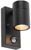 Lampy ogrodowe - QAZQA Kinkiet zewnętrzny czarny IP44 z czujnikiem ruchu - Solo - miniaturka - grafika 1