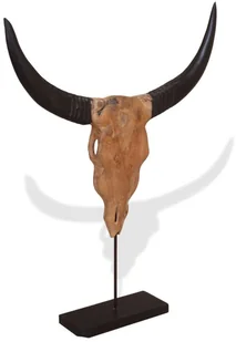 vidaXL Rzeźba byczej głowy, drewno tekowe, 66 x 15 88 cm - Dekoracje domu - miniaturka - grafika 3