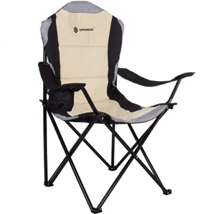 Springos Krzesło turystyczne składane wędkarskie kremowo-szaro-czarne CS0005 - Meble turystyczne - miniaturka - grafika 3