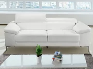 Sofy i kanapy - Vente-Unique Sofa 2-osobowa ze skóry SOLANGE - Biały - miniaturka - grafika 1
