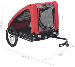 VidaXL Lumarko Przyczepka rowerowa dla zwierzaka, czerwono-czarna 92594 VidaXL - Sprzęt podróżny i transportery dla psów - miniaturka - grafika 10