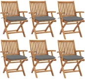 Fotele i krzesła ogrodowe - vidaXL Składane krzesła ogrodowe z poduszkami, 6 szt., drewno tekowe! 3072766 - miniaturka - grafika 1