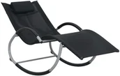 Leżaki ogrodowe - vidaXL Składany leżak z poduszką, czarny, tkanina textilene - miniaturka - grafika 1