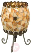 Lampy stojące - Näve Lampa stołowa Enya szklana mozaika kremowo-brązowa - miniaturka - grafika 1