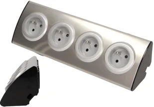 Orno Gniazdo meblowe 4x250V AC INOX OR-AE-1340 OR-AE-1340 - Gniazdka elektryczne - miniaturka - grafika 3