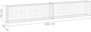 vidaxl Ściana gabionowa z pokrywami, galwanizowana stal, 300x30x50 cm 147820 - Ogrodzenia - miniaturka - grafika 6
