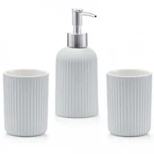Mydelniczki i dozowniki mydła - Zeller GRAU 3-CZĘŚCIOWY ZESTAW AKCESORIÓW ŁAZIENKOWYCH 280 ML CERAMIKA 18766 - miniaturka - grafika 1