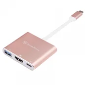 Adaptery i przejściówki - Silverstone EP08P SST-EP08P Adapter USB 3.1 Type-C do USB Type-A USB Type-C PD data or charging port oraz 4K HDMI DP Alt Mode 100mm różowy 40161 - miniaturka - grafika 1