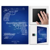 Plakaty - Pix4home Plakat metalowy Walther P38 Projekt Blueprint L POS-L-02695 - miniaturka - grafika 1