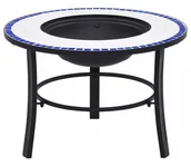 Paleniska ogrodowe - Okrągłe wysokie palenisko ogrodowe biało-niebieskie L9-G67 - miniaturka - grafika 1