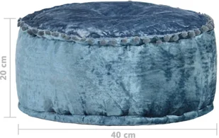 vidaXL Puf, okrągły, aksamitny, 40x20 cm, niebieski - Taborety i hokery - miniaturka - grafika 4