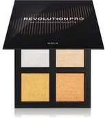 Cienie do powiek - REVOLUTION PRO PRO 4K Highlighter Palette paleta rozjaśniaczy odcień Gold 4 x 4 g - miniaturka - grafika 1
