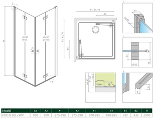 Radaway Nes KDD B 90x90 przejrzyste 10024090-01-01L/10024090-01-01R - Kabiny prysznicowe - miniaturka - grafika 2