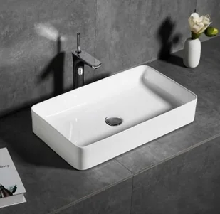 Rea łazienka z wyobraźnią Umywalka ceramiczna nablatowa Denis biała 61,5x35 U4800 U4800 - Umywalki - miniaturka - grafika 3