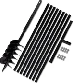 Grabie i motyki - vidaXL Świder glebowy z uchwytem 150 mm przedłużany 9 m stal 270528 - miniaturka - grafika 1