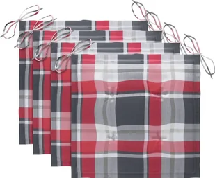 vidaXL Poduszki na krzesła ogrodowe, 4 szt., czerwona krata, 40x40x4cm - Poduszki ogrodowe - miniaturka - grafika 2