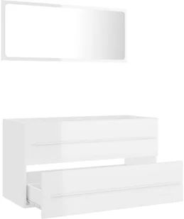 VidaXL Lumarko 2-cz. zestaw mebli łazienkowych, biały, wysoki połysk płyta 804851 VidaXL - Meble łazienkowe - miniaturka - grafika 5