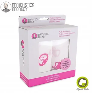 Matchstick Monkey Matchstick Monkey Organic Cotton Swaddle Pink BIO Otulacz z gryzakiem 2 szt - Otulacze - miniaturka - grafika 2