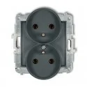 Gniazdka elektryczne - Karlik Mechanizm gniazda podwójnego do ramki z uziemieniem grafitowy mat MINI 28MGPR-2Z - miniaturka - grafika 1