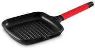 Patelnie - Fundix Castey fundix 27 x 27 cm nonstick Cast aluminium Induction Grill Pan with red Removable Handle F2-IG27 - miniaturka - grafika 1