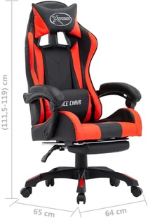 vidaXL Lumarko Fotel dla gracza, z podnóżkiem, czerwono-czarny, sztuczna skóra 287987 - Fotele gamingowe - miniaturka - grafika 8