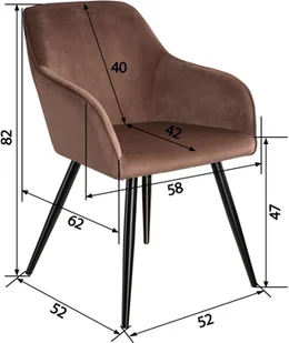 tectake 4x Krzesło Marilyn, aksamit - brązowo-czarne 404043 - Krzesła - miniaturka - grafika 7