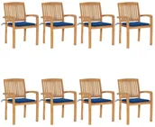 Fotele i krzesła ogrodowe - vidaXL Sztaplowane krzesła ogrodowe z poduszkami, 8 szt., tekowe! 3073250 - miniaturka - grafika 1
