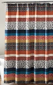 Zasłony prysznicowe - Lush Decor Boho Stripe zasłona prysznicowa 182,9 x 182,9 cm, turkusowy/pomarańczowy C33869P15-000 - miniaturka - grafika 1