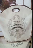 Kosze na bieliznę - SKŁADANA MATERIAŁOWA TORBA NA PRANIE ZABAWKI BIAŁA - miniaturka - grafika 1