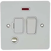 Bezpieczniki elektryczne - Schneider Electric GU5214WPW Ultimate płaska płyta, przełączane połączenie bezpiecznika, neonowe, biały metal - opakowanie 1 szt. GU5214WPW - miniaturka - grafika 1