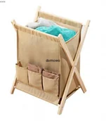 Kosze na bieliznę - SKŁADANY DREWNIANY KOSZ NA PRANIE ZABAWKI - miniaturka - grafika 1