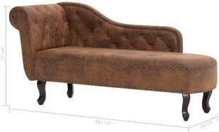 vidaXL Szezlong, brązowy, sztuczna skóra zamszowa - Szezlongi - miniaturka - grafika 8