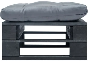 vidaXL Ogrodowy puf z palet, szara poduszka, czarne drewno vidaXL - Pozostałe meble ogrodowe - miniaturka - grafika 2