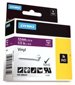 Taśmy do drukarek barwiące - Dymo Oryginał RHINO taśma winylowa 12 mm biała na fioletowym 1805415 - miniaturka - grafika 1