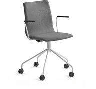 Fotele i krzesła biurowe - AJ Produkty Krzesło koferencyjne OTTAWA, na kółkach, podłokietniki, szara tkanina, biały - miniaturka - grafika 1